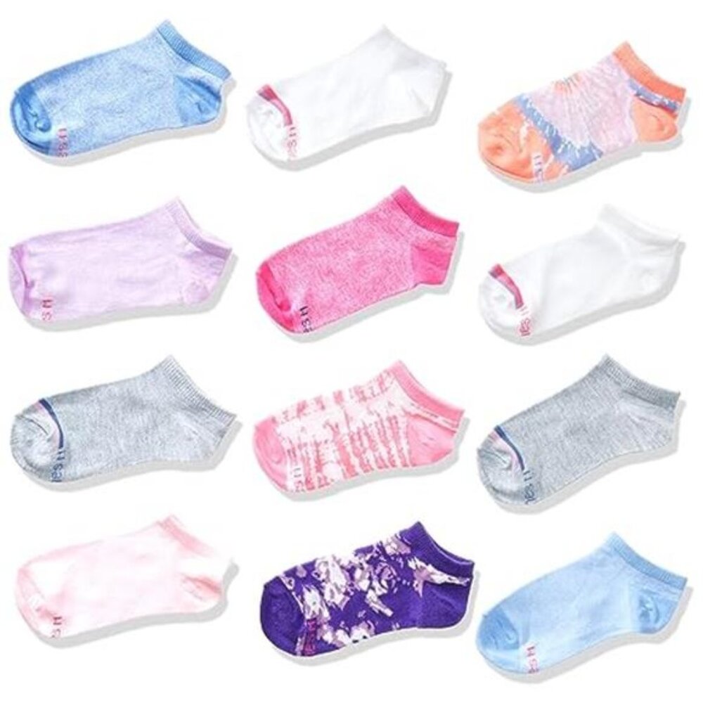 Girls No Show Ankle Crew Socks 12 Pack Cushioned Soft School Everyday Socks